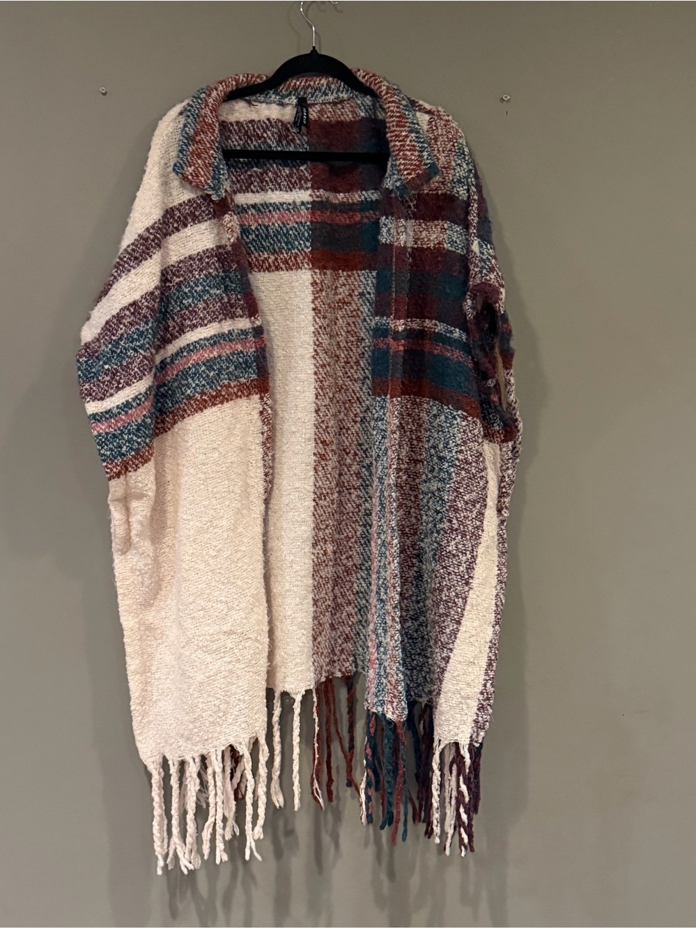 Torrid Cold-Weather Ruana Plaid Multi O/S - Picture 2 of 4